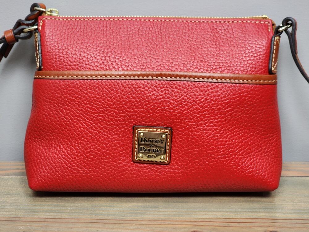 Dooney & Bourke Pebble Grain Red Small Zip Crossbody Bag